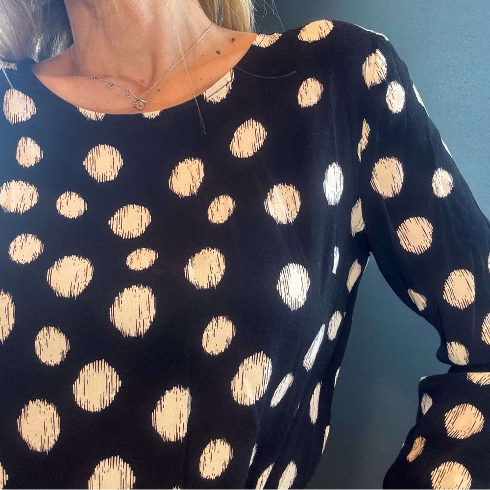Wayf Black & White Polka Dot Long Sleeve Dress size Large - Picture 6 of 10